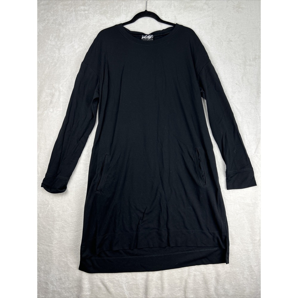 Lord and Taylor knit stretch long sleeve long black dress Womens Sz Large